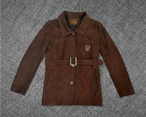 Brown Suede Belted Emporio Jacket Size M thumbnail 1