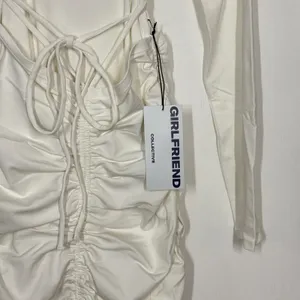 Girlfriend Collective Andi Midi Dress Womens Medium White Ruched Long Sleeve NWT thumbnail 9