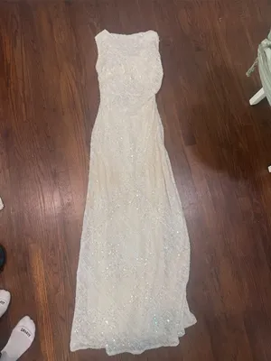Line & Dot Ivory Sequin Halter Back Gown thumbnail 6