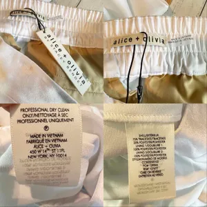 Alice + Olivia Jody Satin High-Waist Slit Front Pant White Size US 2 thumbnail 7