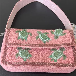 Handcrafted In India | Beaded Turtle Shoulder Bag 🐢 Pink thumbnail 7