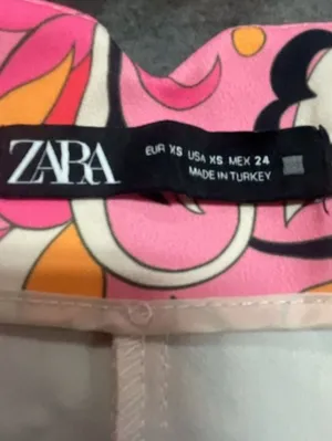Zara Paisley and Floral 70s Style Dress Pants Pink Orange White Black Size XS thumbnail 5