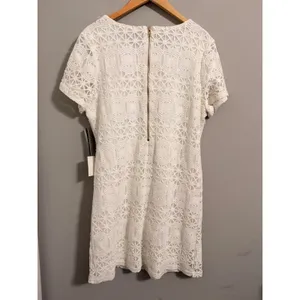 Lulus Lace Shift Dress‎ Womens XL White Geometric Crochet Short Sleeve Mini New thumbnail 6