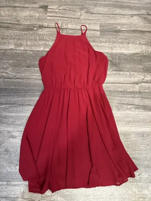 Miami Burgundy Halter Mini Dress Flowy Pleated Sleeveless Party Dress thumbnail 4