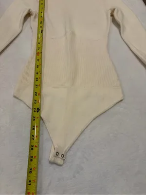 Abercrombie & Fitch Ivory Sweater Knit Corset Bodysuit - Size Medium thumbnail 6