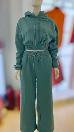 ZARA Long Sleeve Sweatsuit Set With Hoodie And Wide Legs Size M thumbnail 1