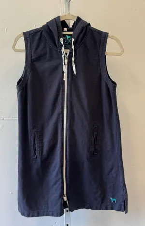 The Black Dog Womens Sleeveless Full Zip Hoodie Vest Cotton Gray XS Contemporary thumbnail 1
