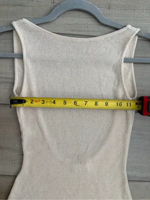 Meshki Maxine Sheer Knit Sleeveless Low Back Fitted Maxi Dress Tan Wheat XS thumbnail 10