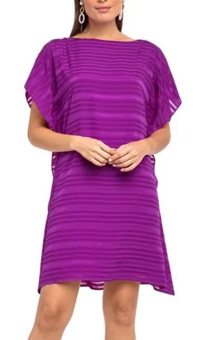 Anna Cate Fuchsia Textured Stripe Mini Dress thumbnail 1