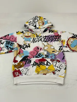 Nickelodeon 90s Rugrats Hey Arnold! Rocko’s Modern Life Hoodie Sweatshirt Size S thumbnail 6