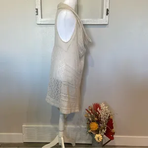 Anthropologie Angel of the North Lua Sweater Duster Vest - Cream Pointelle Knit thumbnail 2