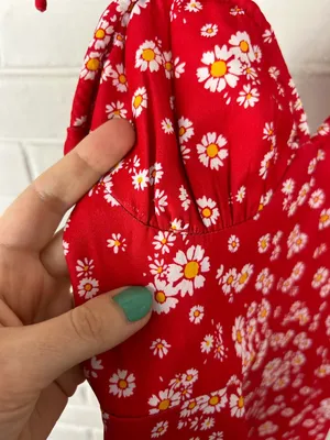 Princess Polly Red Floral Tie Strap Mini Dress Size 2 thumbnail 6