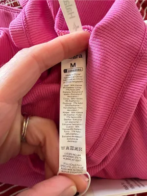 NWT Halara Pink Ribbed Square Neck Long Sleeve Built-In Bra Top M‎ thumbnail 8