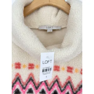 LOFT Fair Isle Mock Neck Sherpa S Top Pullover Turtleneck Sweater Teddy‎ NWT thumbnail 4