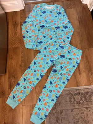 Landry's aqua pajamas with sea life pattern thumbnail 2