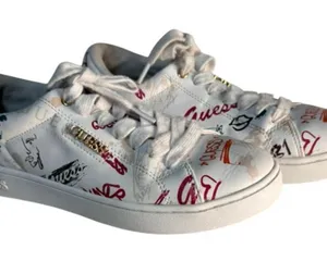 GUESS White Sneakers with Multicolor Graffiti Accents women thumbnail 1