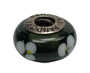 Pandora Sterling Silver 925 ALE Green Murano Glass Flower Bead Charm thumbnail 2