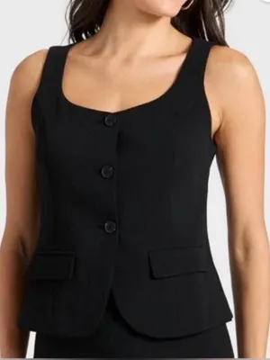 A New Day Black Tailored Button-Front Vest Size S NWT thumbnail 1