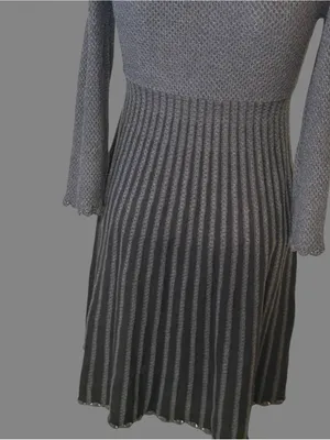 Calvin Klein Charcoal Long-Sleeve Pleated Knit Dress thumbnail 7
