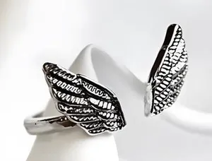 Angel Wings Ring – Adjustable Silver Tone Angelic Jewelry, Dainty Gift Piece thumbnail 1