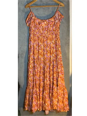 J.Crew Tiered maxi dress in painted block print Large‎ milkmaid Resort Vacation thumbnail 11