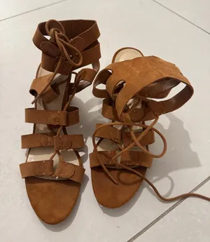Marc Fisher Cognac Suede Lace-Up Gladiator Heels thumbnail 1