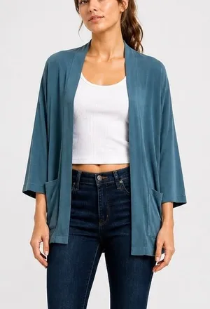 Pact Organic‎ Cotton Airplane Cardigan Sweater Slate Blue Women's Size M / L thumbnail 1