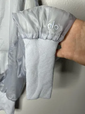 Alo Yoga Dove Grey Aqua Sheer Hooded Full Zip Jacket Size Medium thumbnail 8