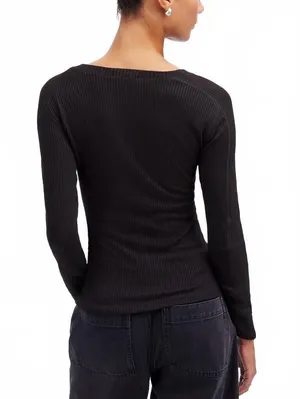 Madewell Ribbed Crewneck Long Sleeve Tee NWT Jet Black Medium thumbnail 2