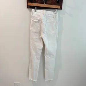 RE/DONE‎ 90s High Rise Ankle Crop Jeans White Destroy Distressed Size 23 thumbnail 4