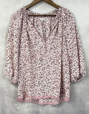 Max Studio Floral Peasant Blouse Womens Medium Flowy Boho Cottage Dainty‎ thumbnail 1