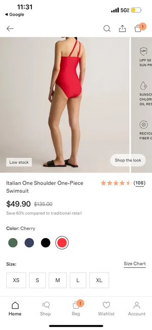 New Quince Italian One Shoulder One-Piece Swimsuit MSRP $49.90 thumbnail 7