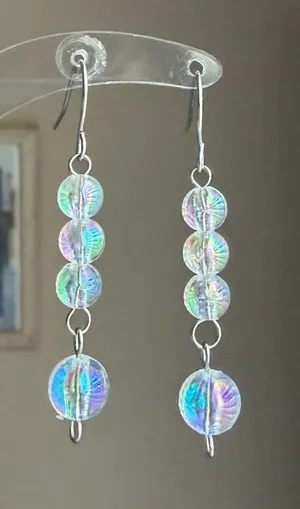 Handmade fairy cute Kawaii y2k dangle earrings 🍃🤍 thumbnail 1