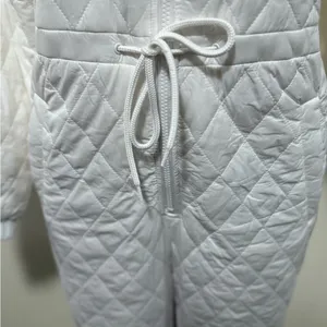 Divided woman white puffy snow ski suit size small zip up hooded thumbnail 2