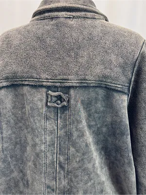 Washed Black Shacket Jacket M Womens Edgy Grunge Western Urban Casual Festival thumbnail 8