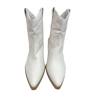Journee Collection Western Boots Size 9 White‎ Pointed Toe Block Heel thumbnail 4