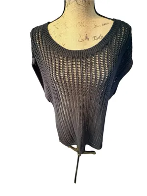 APT. 9 Black Knit Cut-out Sweater Swim Coverup Size XL thumbnail 2