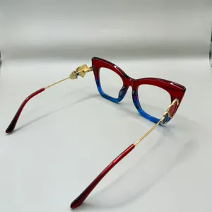 Vooglam Red & blue Cat-Eye Glasses frame, no prescription. thumbnail 5