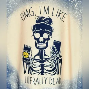 Blue and White Graphic Skeleton Sweatshirt Size 2X thumbnail 2