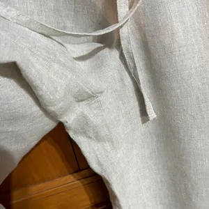 Women's Wide Leg 100% Linen Pants - Cream thumbnail 6