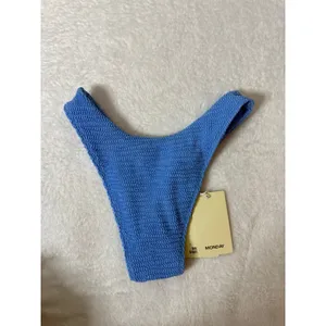 Monday Swimwear Byron Bottom Azure Crinkle Blue High Cut Bikini Bottom S NWT thumbnail 2