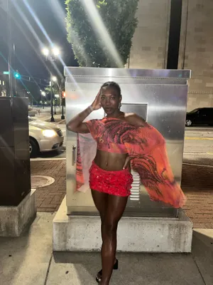 Edikted Red Sequin Mini Skirt thumbnail 4