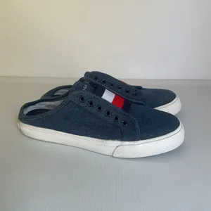 Tommy Hilfiger Women’s Denim Slip On Mule Sneakers Size 5.5 Blue Flag Logo thumbnail 4