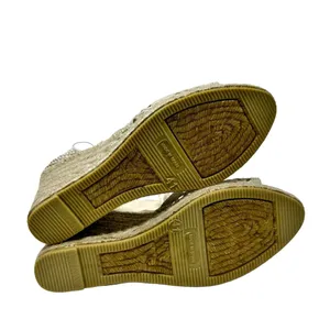 Maypol NEW Crochet Espadrille Wedge Sandals Peep Toe Ankle Wrap Cream Size 41 thumbnail 12