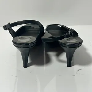 Trotters Omega Black Leather Slingback Peep Toe‎ Kitten Heels Pumps 9N thumbnail 13