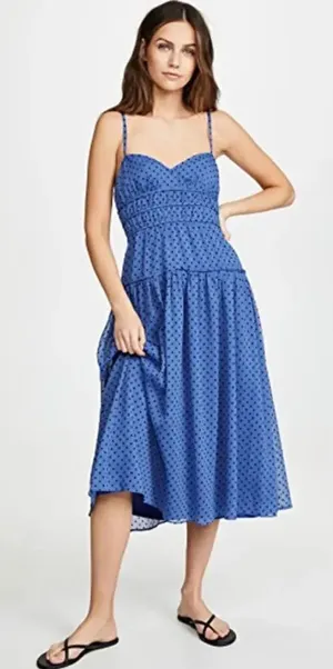 La Maison Talulah Sorrento Midi‎ Dress Azure Blue Polka Dot Size Small thumbnail 1