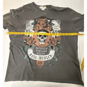 Urban Outfitters Project Social‎ T Gray Skull OS Oversized Floral Paris Grunge thumbnail 5