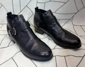 Roper Ankle Boots Womens Size 10 Black Leather Western Buckle‎ Strap Round thumbnail 1