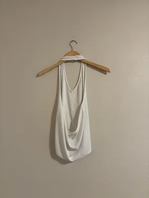 American Eagle Outfitters White V-Neck High-Low Tank thumbnail 2