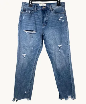 KanCan Michelle High Rise Slim Straight Jeans Size 9/28 Actual 31x27 Distressed thumbnail 3